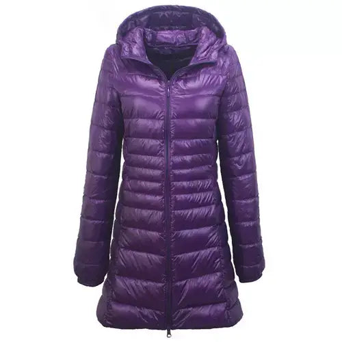 Casaco Feminino Sobretudo Puffer Pluma de Ganso - Portátil