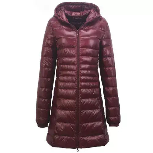 Casaco Feminino Sobretudo Puffer Pluma de Ganso - Portátil